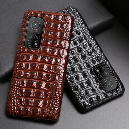 Genuine Leather Phone Case For Xiaomi 10 10T Pro 10t lite redmi k30 K30s Ultra Cowhide Crocodile Back Texuture Cover