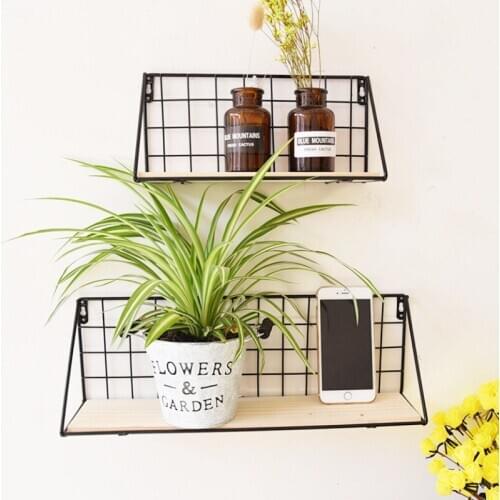 Wooden Wall Shelf Wall Iron Mounted Storage Rack Organization For Kitchen Bedroom Kid Room DIY Wall Decoration Holder Home Decor