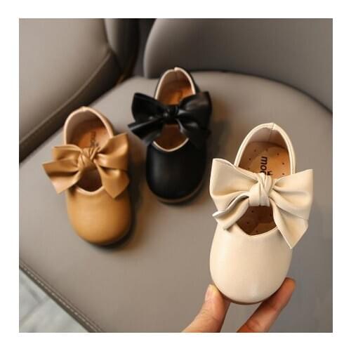 Kids Shoes Princess Girls School Shoes Beige Brown Black Children Leather Party Dress Flat Girls Dance Shoes Baby Casual Shoes