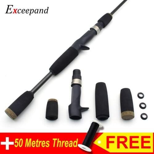 Exceepand Black EVA and Rubber Cork Fishing Rod Handle Foam Split Pole Grips Replacement Parts for Rod Building or Repair