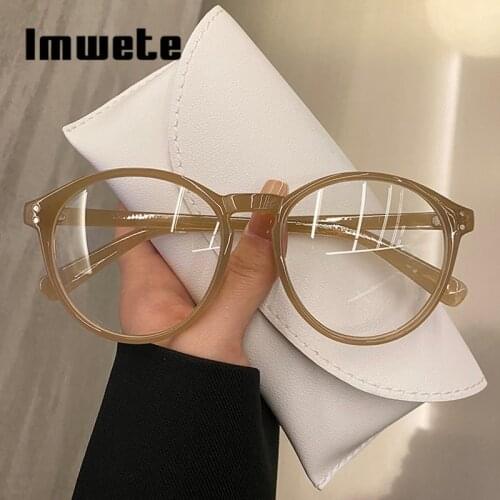 Imwete Round Glasses Frames for Women Men Blu-Ray Computer Eyewear Transparent Optical Lenses for Prescription Spectacles