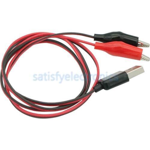 Alligator Test Clips Clamp to USB Male Connector Power Supply Adapter Cable 75CM