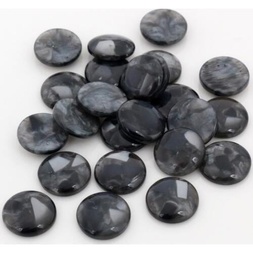 New Fashion 40pcs 12mm Black Gray Colors Built-in Shell Flat back Resin Cabochons Cameo-V5-16