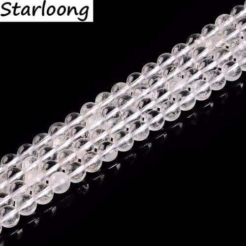AAA Quality Natural Stone White Clear Quartz Crystal Round Loose Strand Beads 4/6/8/10/12mm for Jewelry Making Bracelet Diy