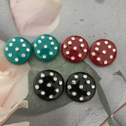 Round Crystal Earrings Drip Glaze Party Office Women Modern Brincos