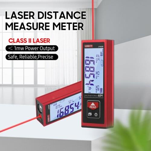 UNI-T LM60B BT40/50/60m Laser Rangefinder Digital Laser Distance Meter Battery-Powered Laser Range Finder Tape Distance Measurer