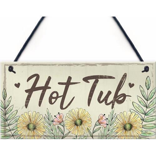 Meijiafei Hot Tub Sign Garden Plaque Decor Hanging Wall Door Shed Chic Novelty Sign Home Signs For Her 10" X 5"