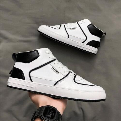 New Sneakers Men High Top Shoes White Sneakers High Quality Trendy Korean Lace Up Breathable All-match Sneakers