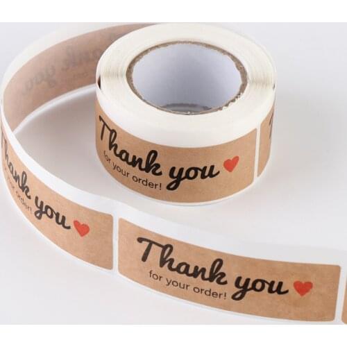 120PCS/Roll Thank You For Your Order Stickers Business Handmade Labels Kraft Paper Decals Envelope Sealing Package Decor DIY Gif