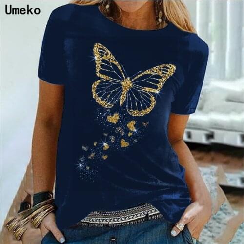 2021 New Fashion Cool Fashion Women T-shirt Butterfly Printing Summer Short Sleeve T-shirt Male Casual Top Plus Size S-5XL