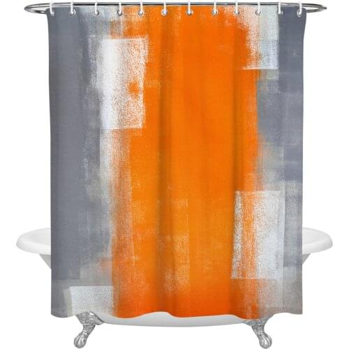 Orange Gray Abstract Texture Shower Curtain Home Bath Decorative Waterproof Polyester Fabric Bathroom Curtain