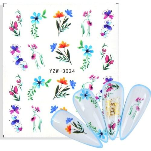 1pcs Summer New Craft Nail Art Decals Flowers Colored Small Fresh Flowers Water Transfer style Nail Art Decoration Stickers