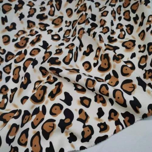 Leopard Party Dress Stretchy Chiffon Crepe Summer Fashion Material Breathable Cosplay DIY Craft Fabric 1 Yard