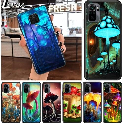 Psychedelic Mushroom Art for Xiaomi Redmi Note 10 10S 9 9T 9S 9Pro Max 8T 8Pro 8 7 6 5 Pro 5A 4X 4 Soft Black Phone Case