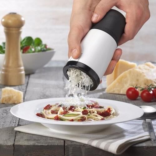 Stainless Steel Cheese Grater Handheld Rotary Chocolate Grater Slicer with 2 Blades Kitchen Tools