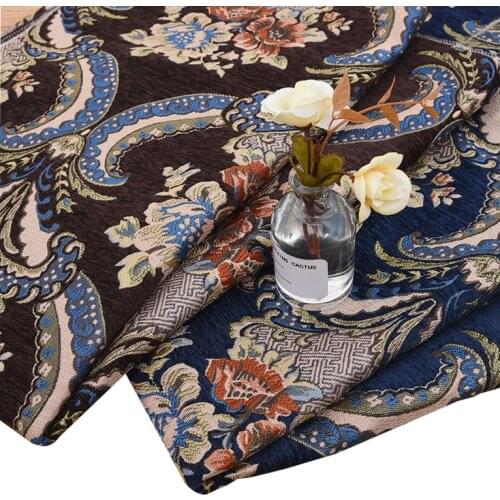 Wide 57" Dense Jacquard Damask Upholstery Pouffe Sofa Fabric Cushion Non-Slip Lace Material By the Yard