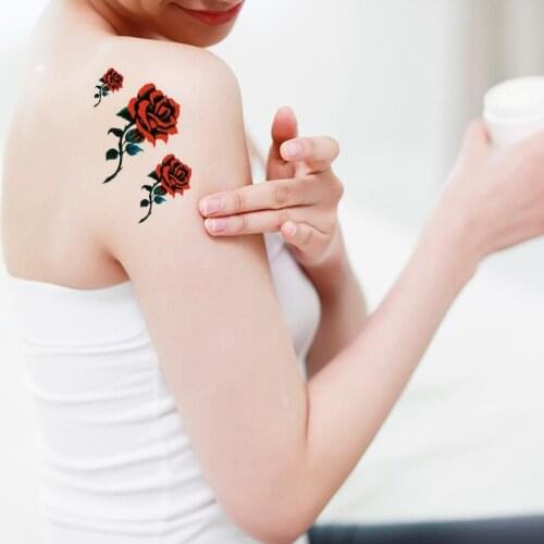 Temporary Tattoos Sticker for Women Body Art Tattoo Sticker 3D Butterfly Rose Flower Feather Tattoo Waterproof Halloween Gift