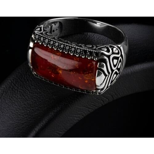 High-quality 925 Sterling Silver Agate stone ring Jewelry Made in Turkey in a luxurious way for men with gift /rings onyx, pearl