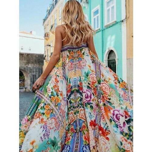 BOHO Women Dress Fashion Casual Sundress Sleeveless Floral Slit Long Party Prom Summer Beach Maxi Dress Women Beauty Clothing