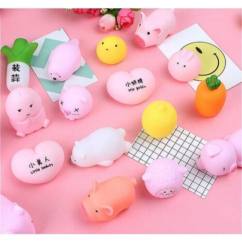 1pcs Cartoon Soft Lovely Pink Animal Vent Squeezed Toy Hollow Swimming Toys Doll Stress Relieve Toy Bath Toy Beauty