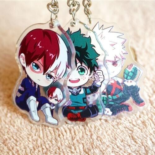 10 pcs/lot My Hero Academia Keychain Anime Midoriya Izuku Bakugou Katsuki Todoroki Shouto Acrylic Toy Key Ring for Gift