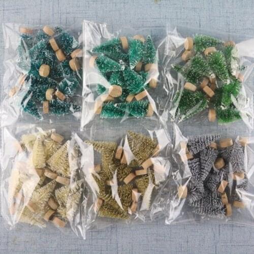12pcs Mini Christmas Tree Sisal Silk Cedar New Year Decoration Mini Christmas Tree Gold Silk Blue Green White Mini Tree