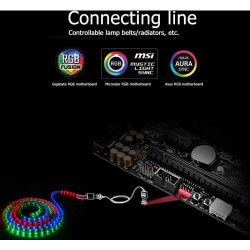 12V 4Pin RGB Connector Cable 60cm PC Case Fan LED Strip Extension Cord cable wire for Giga/Microstar/Asus RGB motherboard