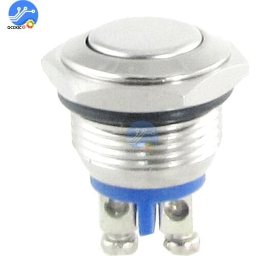 16mm Anti-Vandal Momentary Stainless Steel Metal Push Button Switch Flat Top