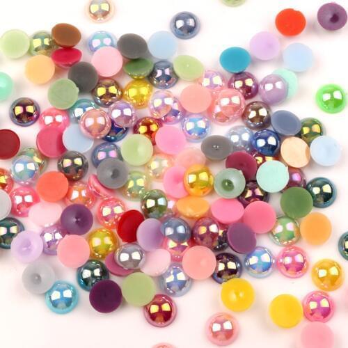 3000Pcs Half Round AB Color Plear Cabochon Flatback Decoration Crafts Embellishments For Scrapbooking Diy Accessories 3-14mmm