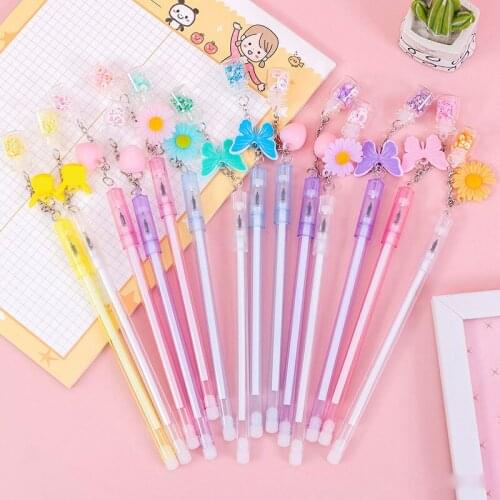 36 pcs/lot Kawaii Drifting Bottle Pendant Gel Pen Cute 0.5mm black ink Signature Pens School writing Supplies Promotional Gift
