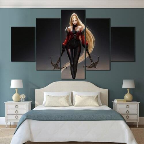 5 Pieces HD Canvas Painting Print Anime Beautiful Girl Picture For Modern Decorative Bedroom Living Room Home Wall Art Decor