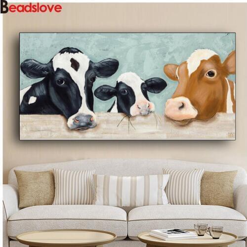 5d round diamond embroidery farm cows 3d diy large diamond painting cross stitch full square diamond mazayka,corridor decoration