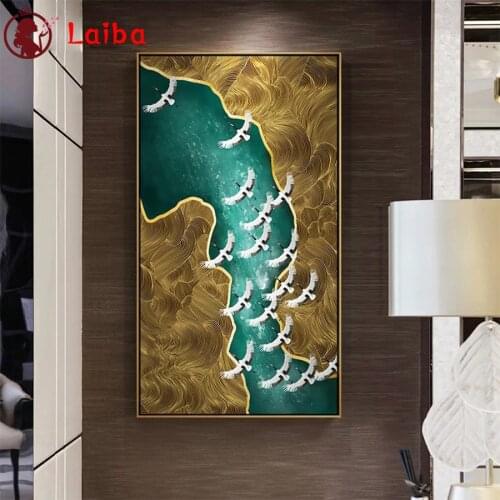 DIY Diamond Painting Modern abstract art flying bird waves Full Square Diamond Embroidery Cross Stitch sets Mosaic Handmade Gift