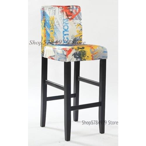 Bar Chair Solid Wood Modern Simple European Bar Chair High Chair Home Front Desk Back Front Desk Chair Nordic Stool