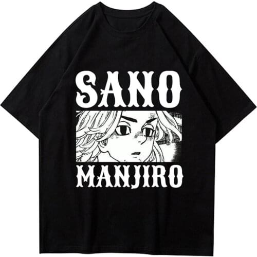 CLOOCL Black Cotton T-Shirts Tokyo Revengers T-Shirt Takemichi Hanagaki Print Tops Unisex Short Sleeve Harajuku Tees