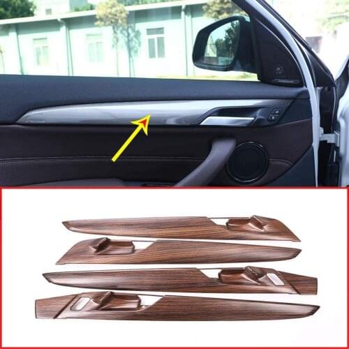 ABS Plastic Interior Door Decoration Panel Cover Trim For BMW X1 F48 2016 2017 2018 2019 Pine Wood
