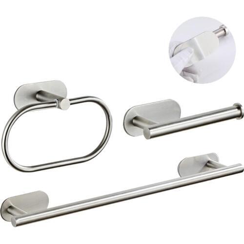 Adhesive Toilet Paper Holder SUS304 Stainless Steel No Drilling Bathroom Kitchen Towel Ring Holder bathroom Brushed Nickel
