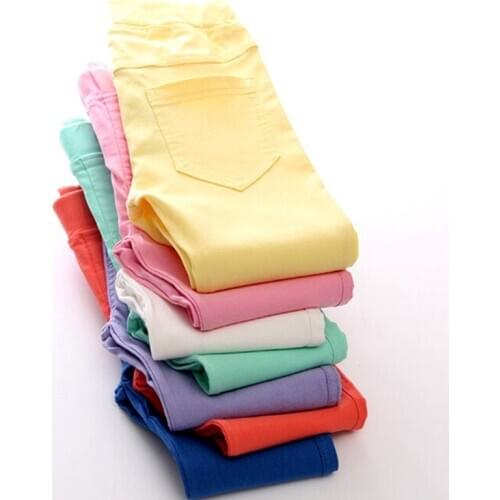 Kids Clothes Girls Pencil Pants Toddler Leggings Spring Autumn Candy Color Solid Elastic Slim Trousers Children Clothing 3-11T
