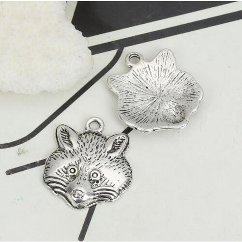 DoreenBeads Fashion Women Trendy Jewelry Zinc Based Alloy Charms Raccoon Animal Silver Color 20mm x 17mm, 20 PCs