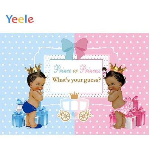 Gender Reveal Backgdrop Prince or Princess Baby Shower Gift Bow-knot Decor Photography Backdrops Blue or Pink Photo Background