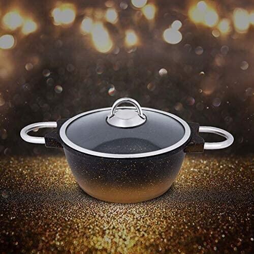 Emsan Quartz 24 cm Black Gold Deep Saucepan