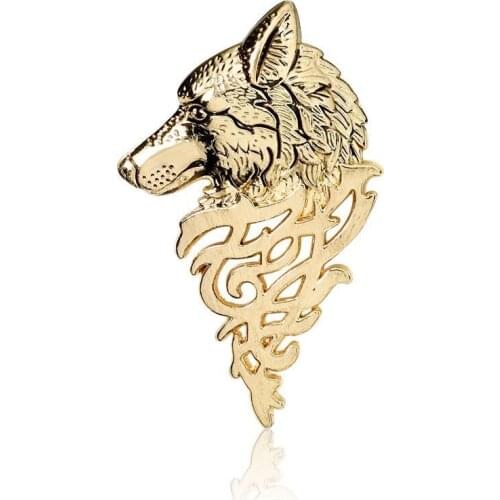 HOSENG Vintage Wolf Brooch For Party Suit Gold Silver Color Retro Luxury Jewelry Pin Badge Christmas Gift For Friends HS_448
