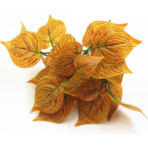 5 Prongs Purple Yellow Reticulated Leaves Artificial Plants Greenery