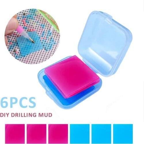 New 6Pcs DIY Dotting Painting Glue 5D Diamond Painting Clay Drilling Mud Art Tools DIY Crafts Drilling Mud With Storage Box