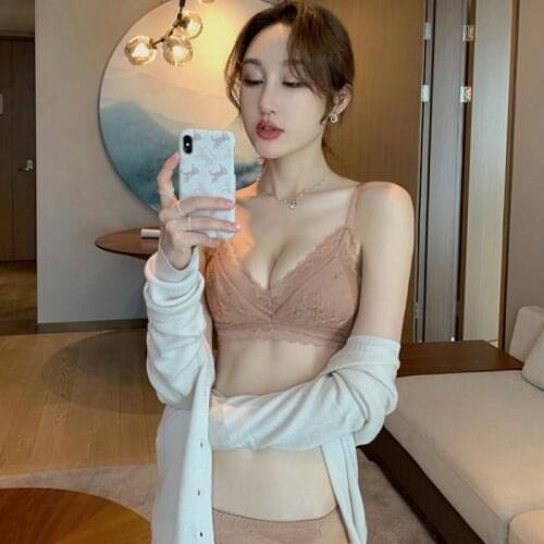 Lingerie Set Sexy Lace Women Wireless Seamless Push Up Small Breast Embroidery Floral Thin Adjustable Underwear Women Set