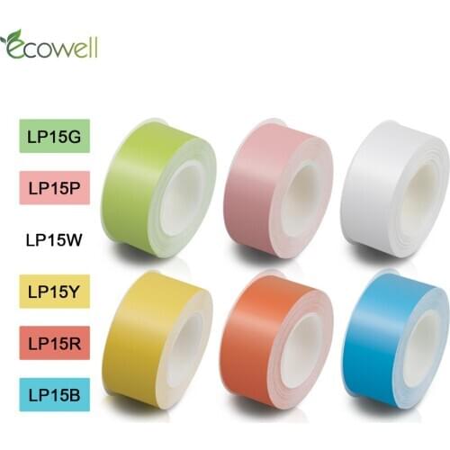 Ecowell 1Pcs Multicolor 15mm LP15G LP15S LP15P LP15Y LP15R LP15B label tape 4M Put Pule Thermal Label for KingJim label maker
