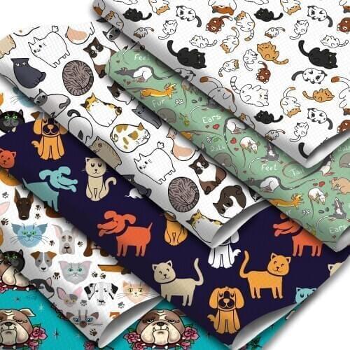 Animal Theme Faux Leather Sheets Dog Cat Pattern Printed Synthetic Leather Fabric for DIY Handmade Bags Earrings Hair Bows