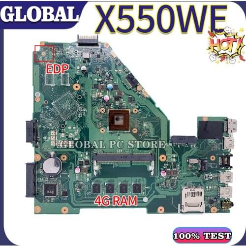 KEFU for ASUS laptop motherboard X550WE X552W X550WA mainboard 100% test OK 4G-RAM