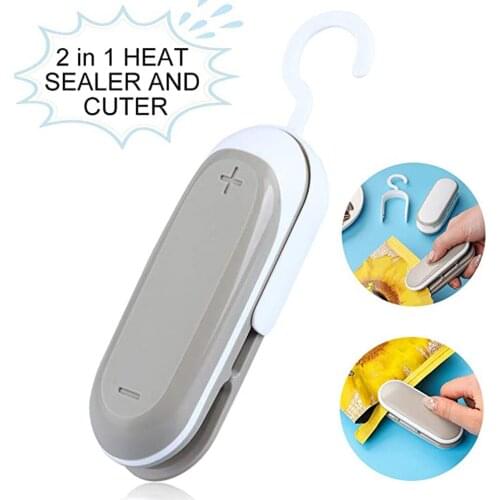 Mini Vacuum Sealers with Hook 2 in 1 Heat Sealer & Cutter Handheld Portable Bag Sealer for Airtight Food Storage and Snack Bags
