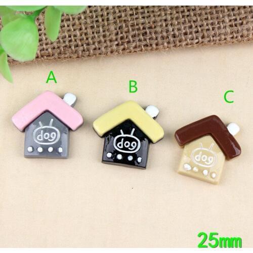 Mini Order 10pcs 25mm Pet Animal Dog House Resin Cabochons Ornament Accessories Clay Beading Charm Embellishments